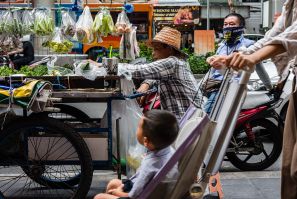 A street food vendor in Bangkok on 26 August,