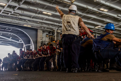 US sailors doing maintenance work