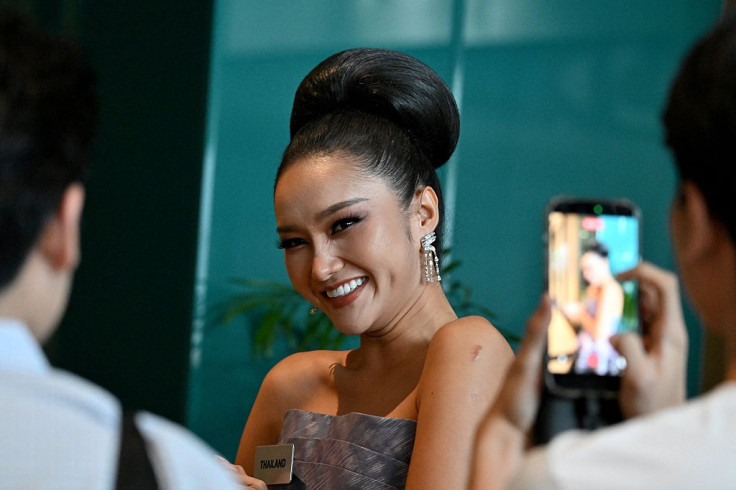 Miss Thailand Kanteera Techaphattanakul leaves for a Miss World rehearsal